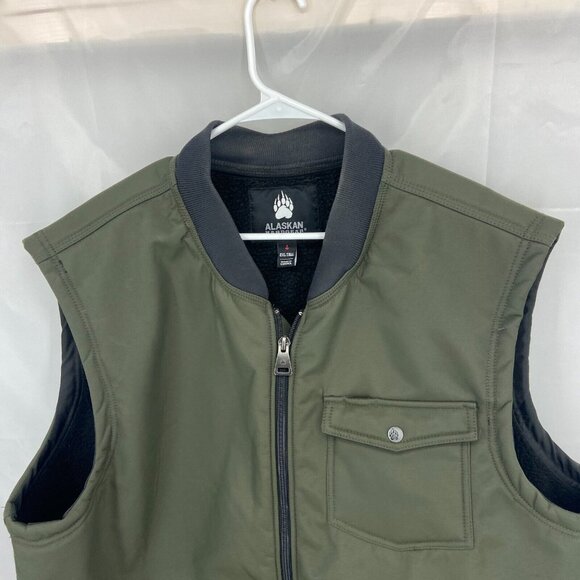 Alaskan Hardgear Men 2XLT Prudhoe Bay Vest Green Full Zip Fleece Lined Utility - Picture 2 of 10